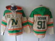 Wholesale Cheap Stars #91 Tyler Seguin Cream Sawyer Hooded Sweatshirt Stitched NHL Jersey