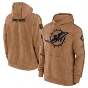 Wholesale Cheap Men's Miami Dolphins 2023 Brown Salute to Service Pullover Hoodie