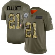 Wholesale Cheap Dallas Cowboys #21 Ezekiel Elliott Men's Nike 2019 Olive Camo Salute To Service Limited NFL Jersey