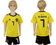 Wholesale Cheap Belgium #7 De Bruyne Away Kid Soccer Country Jersey