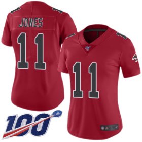Wholesale Cheap Nike Falcons #11 Julio Jones Red Women\'s Stitched NFL Limited Rush 100th Season Jersey