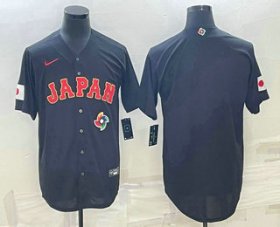 Cheap Men\'s Japan Baseball Blank 2023 Black World Classic Stitched Jersey