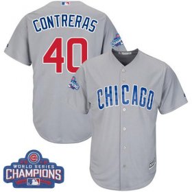 Wholesale Cheap Cubs #40 Willson Contreras Grey Road 2016 World Series Champions Stitched Youth MLB Jersey
