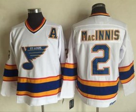 Wholesale Cheap Blues #2 Al MacInnis White/Yellow CCM Throwback Stitched NHL Jersey