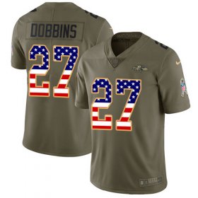 Wholesale Cheap Nike Ravens #27 J.K. Dobbins Olive/USA Flag Youth Stitched NFL Limited 2017 Salute To Service Jersey
