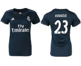 Wholesale Cheap Women\'s Real Madrid #23 Kovacic Away Soccer Club Jersey