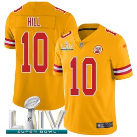 Wholesale Cheap Nike Chiefs #10 Tyreek Hill Gold Super Bowl LIV 2020 Youth Stitched NFL Limited Inverted Legend Jersey