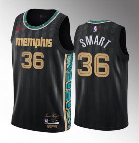 Wholesale Cheap Men\'s Memphis Grizzlies #36 Marcus Smart Black 2023 Draft City Edition Stitched Basketball Jersey