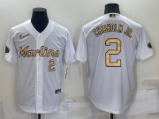 Wholesale Men's Miami Marlins #2 Jazz Chisholm Jr Number White 2022 All Star Stitched Cool Base Nike Jersey