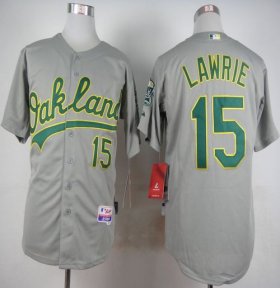 Wholesale Cheap Athletics #15 Brett Lawrie Grey Cool Base Stitched MLB Jersey