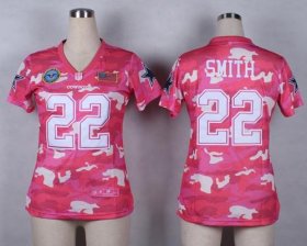 Wholesale Cheap Nike Cowboys #22 Emmitt Smith Pink Women\'s Stitched NFL Elite Camo Fashion Jersey