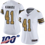 Wholesale Cheap Nike Saints #41 Alvin Kamara White Women's Stitched NFL Limited Rush 100th Season Jersey