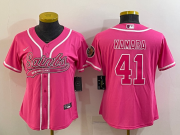 Wholesale Cheap Women's New Orleans Saints #41 Alvin Kamara Pink With Patch Cool Base Stitched Baseball Jersey