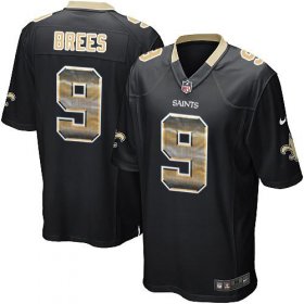 Wholesale Cheap Nike Saints #9 Drew Brees Black Team Color Men\'s Stitched NFL Limited Strobe Jersey