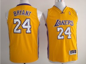 Cheap Los Angeles Lakers #24 Kobe Bryant Yellow Kid Jersey