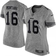 Wholesale Cheap Nike 49ers #16 Joe Montana Gray Women's Stitched NFL Limited Gridiron Gray Jersey