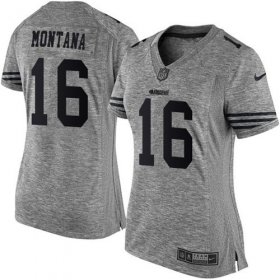 Wholesale Cheap Nike 49ers #16 Joe Montana Gray Women\'s Stitched NFL Limited Gridiron Gray Jersey