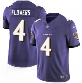 Cheap Men\'s Baltimore Ravens #4 Zay Flowers Purple 2023 F.U.S.E. Vapor Limited Football Stitched Jersey