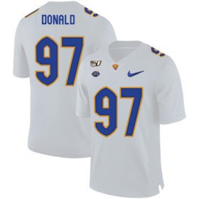 Wholesale Cheap Pittsburgh Panthers 97 Aaron Donald White 150th Anniversary Patch Nike College Football Jersey