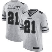 Wholesale Cheap Nike Cowboys #21 Ezekiel Elliott Gray Men's Stitched NFL Limited Gridiron Gray II Jersey