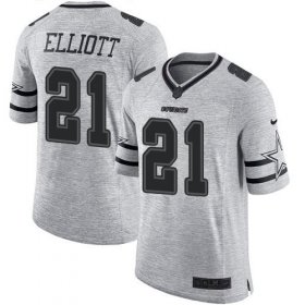 Wholesale Cheap Nike Cowboys #21 Ezekiel Elliott Gray Men\'s Stitched NFL Limited Gridiron Gray II Jersey