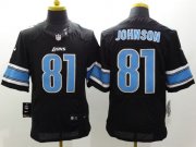 Wholesale Cheap Nike Lions #81 Calvin Johnson Black Alternate Men's Stitched NFL Elite Jersey