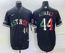 Wholesale Cheap Men\'s Houston Astros #44 Yordan Alvarez Number Mexico Black Cool Base Stitched Baseball Jersey