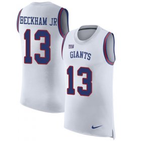 Wholesale Cheap Nike Giants #13 Odell Beckham Jr White Men\'s Stitched NFL Limited Rush Tank Top Jersey