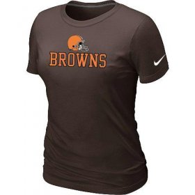 Wholesale Cheap Women\'s Nike Cleveland Browns Authentic Logo T-Shirt Brown