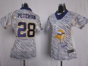 Wholesale Cheap Nike Vikings #28 Adrian Peterson Zebra Women's Stitched NFL Elite Jersey