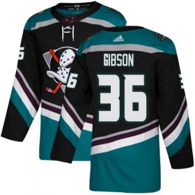 Wholesale Cheap Adidas Ducks #36 John Gibson Black/Teal Alternate Authentic Youth Stitched NHL Jersey