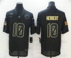 Wholesale Cheap Men's Los Angeles Chargers #10 Justin Herbert Black 2020 Salute To Service Stitched NFL Nike Limited Jersey