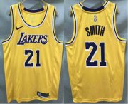 Wholesale Cheap Men's Los Angeles Lakers #21 JR Smith Yellow 2020 Nike Swingman Printed NBA Jersey