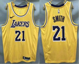Wholesale Cheap Men\'s Los Angeles Lakers #21 JR Smith Yellow 2020 Nike Swingman Printed NBA Jersey