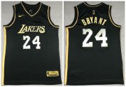 Wholesale Cheap Men's Los Angeles Lakers #24 Kobe Bryant NEW 2020 Black Golden Edition Nike Swingman Jersey