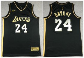 Wholesale Cheap Men\'s Los Angeles Lakers #24 Kobe Bryant NEW 2020 Black Golden Edition Nike Swingman Jersey
