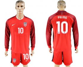 Wholesale Cheap USA #10 Pulisic Away Long Sleeves Soccer Country Jersey