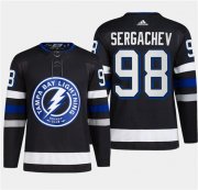 Cheap Men's Tampa Bay Lightning #98 Mikhail Sergachev Black 2024 Stadium Series Stitched Jersey