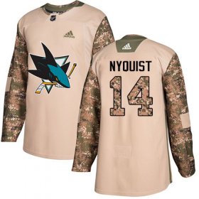 Wholesale Cheap Adidas Sharks #14 Gustav Nyquist Camo Authentic 2017 Veterans Day Stitched NHL Jersey