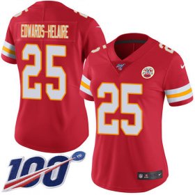 Wholesale Cheap Nike Chiefs #25 Clyde Edwards-Helaire Red Team Color Women\'s Stitched NFL 100th Season Vapor Untouchable Limited Jersey