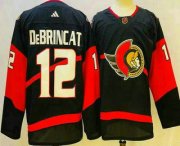 Cheap Men's Ottawa Senators #12 Alex DeBrincat Black 2022 Reverse Retro Authentic Jersey
