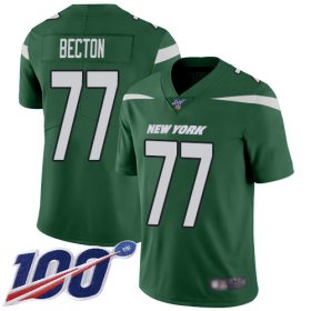 Wholesale Cheap Nike Jets #77 Mekhi Becton Green Team Color Men\'s Stitched NFL 100th Season Vapor Untouchable Limited Jersey