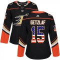 Wholesale Cheap Adidas Ducks #15 Ryan Getzlaf Black Home Authentic USA Flag Women's Stitched NHL Jersey