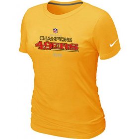 Wholesale Cheap Women\'s Nike San Francisco 49ers 2012 NFC Conference Champions Trophy Collection Long T-Shirt Yellow