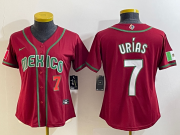 Cheap Women's Mexico Baseball #7 Julio Urias Number 2023 Red World Baseball Classic Stitched Jerseys