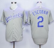 Wholesale Cheap Royals #2 Alcides Escobar Grey New Cool Base Stitched MLB Jersey