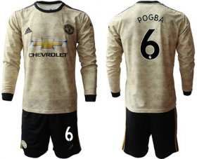 Wholesale Cheap Manchester United #6 Pogba Away Long Sleeves Soccer Club Jersey