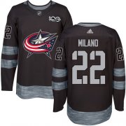 Wholesale Cheap Adidas Blue Jackets #22 Sonny Milano Black 1917-2017 100th Anniversary Stitched NHL Jersey