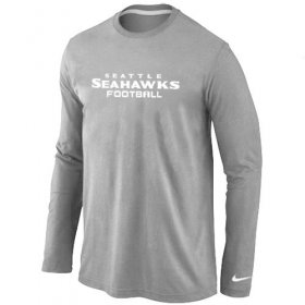 Wholesale Cheap Nike Seattle Seahawks Authentic Font Long Sleeve T-Shirt Grey