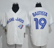 Wholesale Cheap Blue Jays #19 Jose Bautista White Cooperstown Throwback Stitched MLB Jersey
